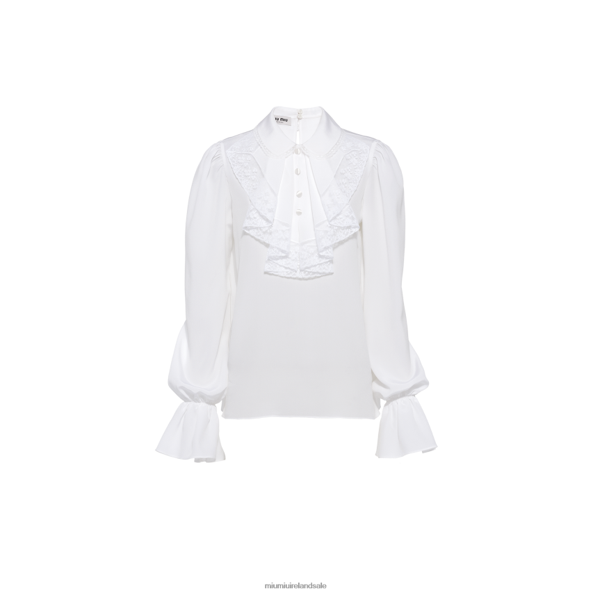 IE Miu MiuReady To Wear Crepe De Chine Blouse White XJN62J650