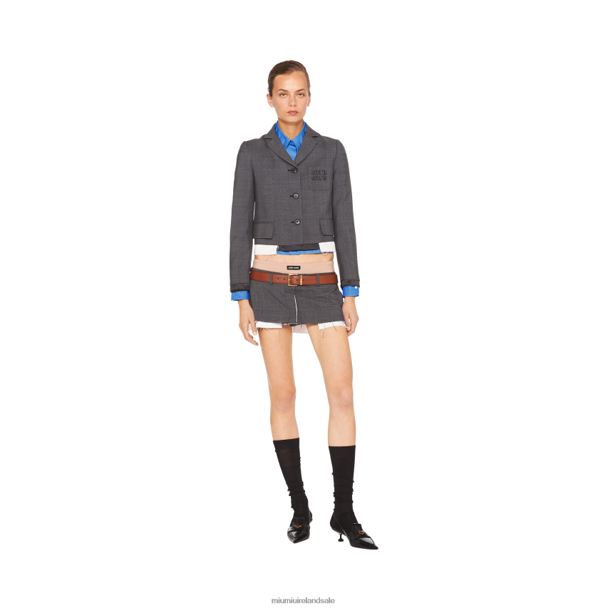 IE Miu MiuReady To Wear Cropped Poplin Shirt Periwinkle Blue XJN62J667