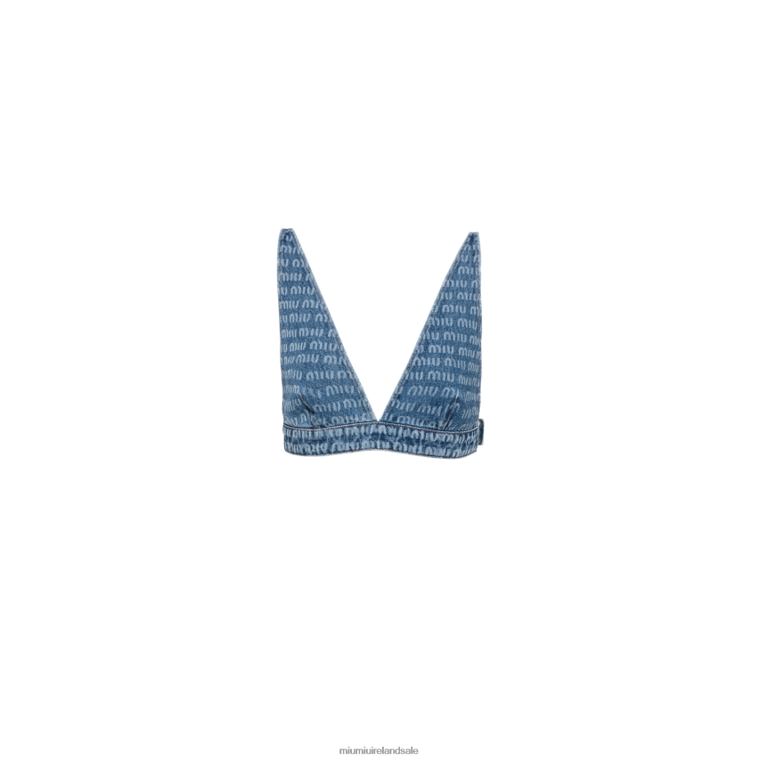 IE Miu MiuReady To Wear Denim Bralette Top Sapphire Blue XJN62J669