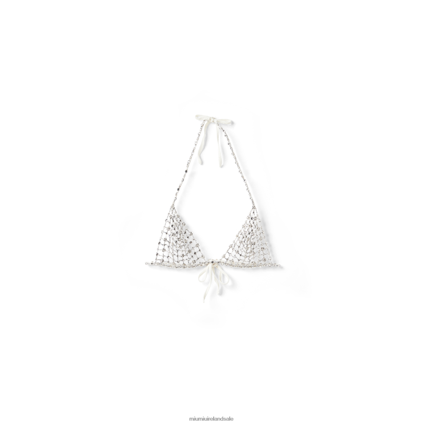 IE Miu MiuReady To Wear Embroidered Crochet Top White XJN62J574