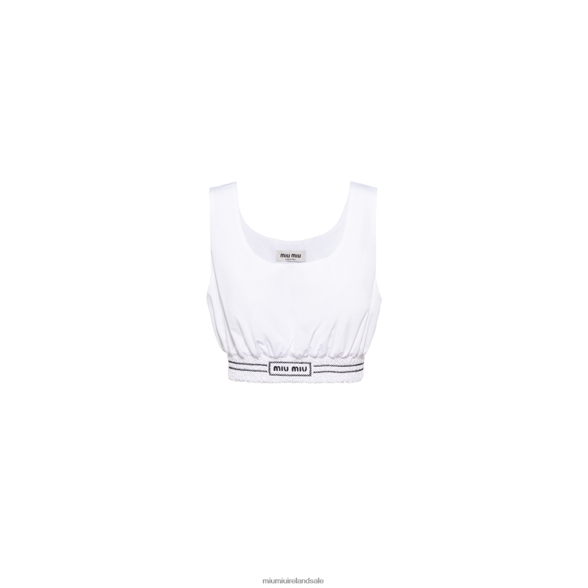IE Miu MiuReady To Wear Embroidered Poplin Top White XJN62J578