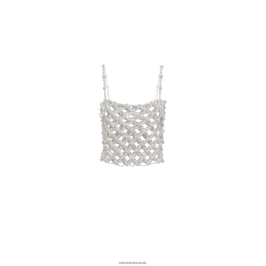 IE Miu MiuReady To Wear Embroidered Rhinestone Mesh Top Crystal XJN62J660