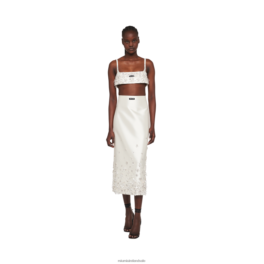 IE Miu MiuReady To Wear Embroidered Silk And Wool Top White XJN62J619