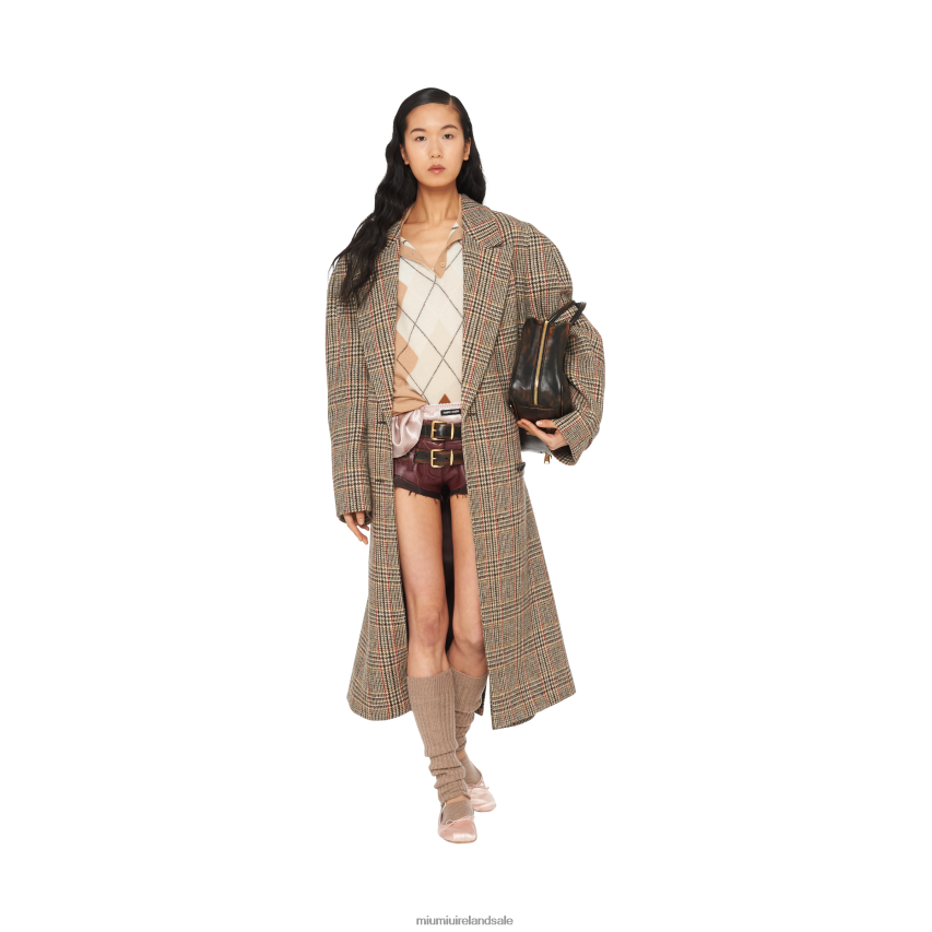 IE Miu MiuReady To Wear Intarsia Cashmere Polo Shirt Camel Brown XJN62J798