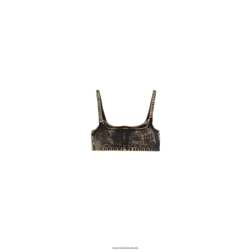 IE Miu MiuReady To Wear Marbleized Denim Top Black XJN62J585