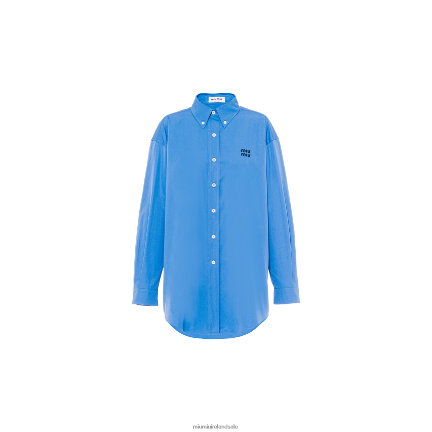 IE Miu MiuReady To Wear Oversized Poplin Shirt Periwinkle Blue XJN62J665