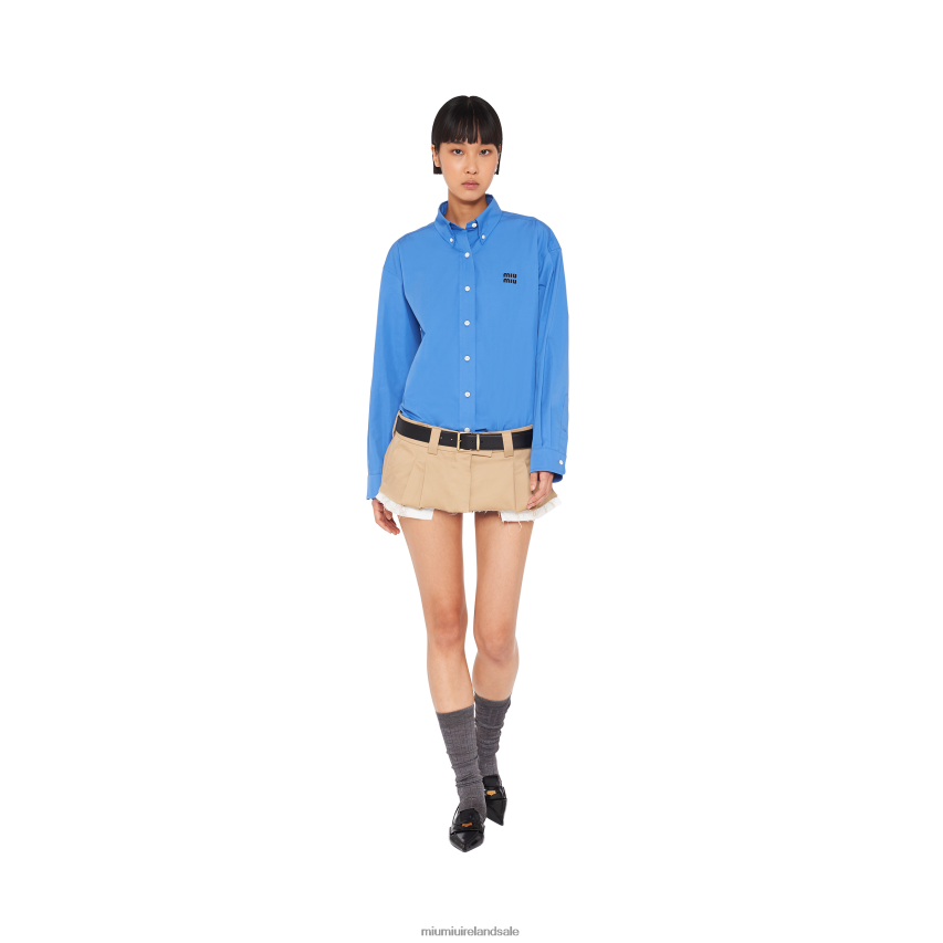 IE Miu MiuReady To Wear Oversized Poplin Shirt Periwinkle Blue XJN62J665
