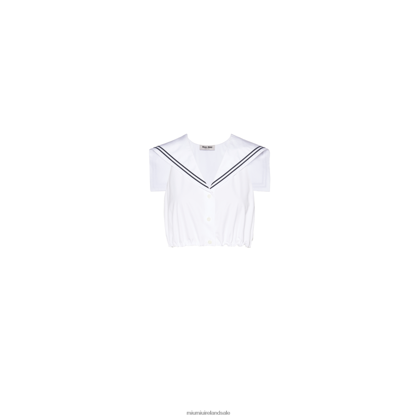 IE Miu MiuReady To Wear Poplin Sailor Top White XJN62J615