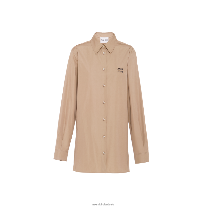 IE Miu MiuReady To Wear Poplin Shirt Clay Grey XJN62J587