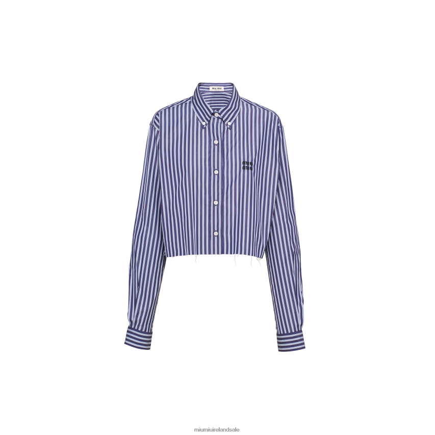 IE Miu MiuReady To Wear Poplin Shirt Navy XJN62J617