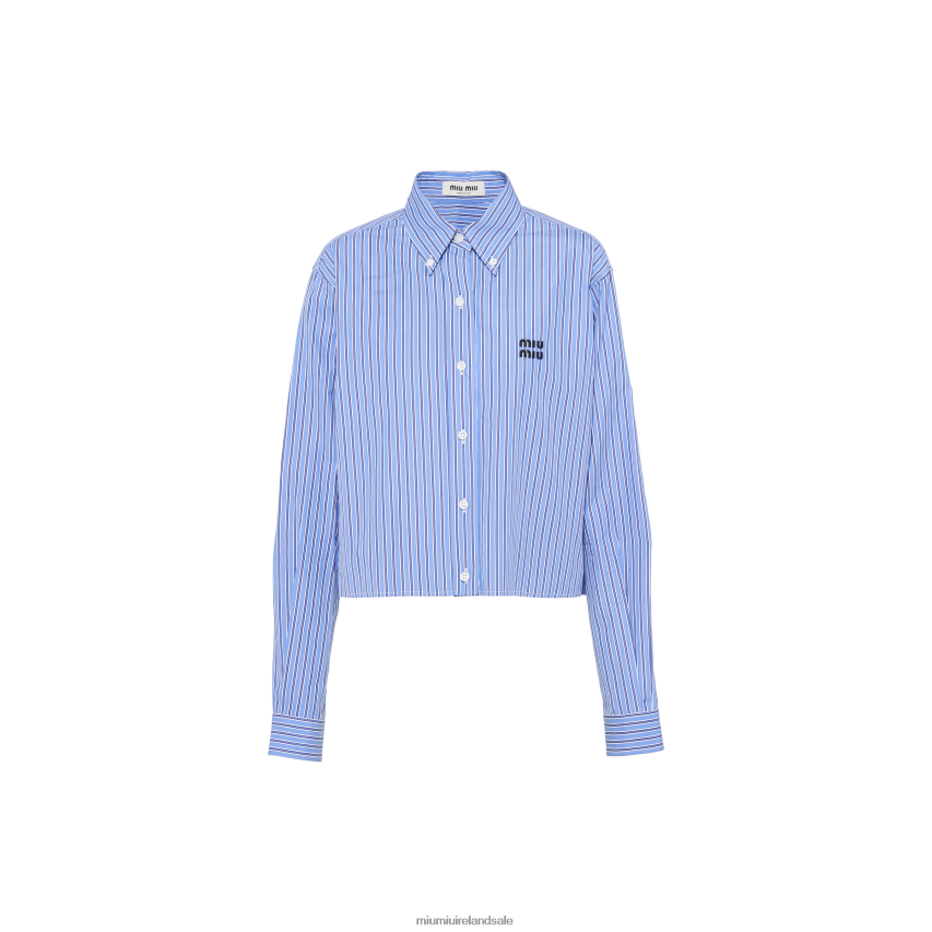 IE Miu MiuReady To Wear Poplin Shirt Sapphire Blue XJN62J659