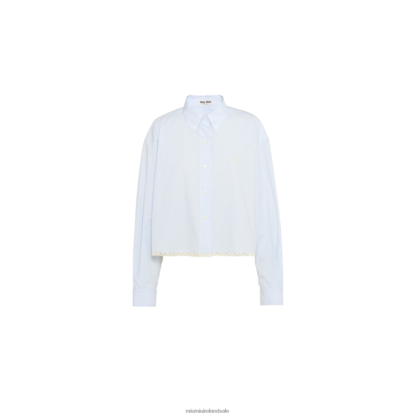 IE Miu MiuReady To Wear Poplin Shirt White/Light Blue XJN62J579