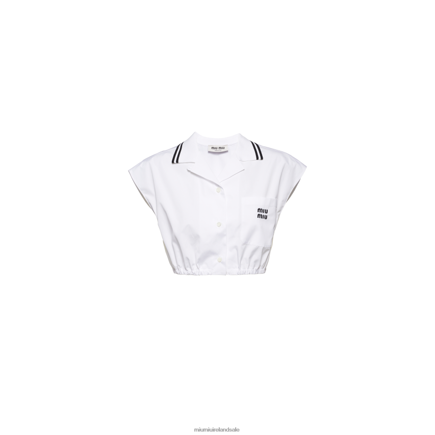 IE Miu MiuReady To Wear Poplin Top White XJN62J577