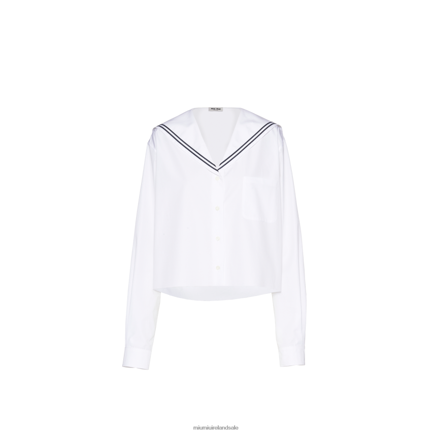IE Miu MiuReady To Wear Sailor Poplin Shirt White XJN62J607