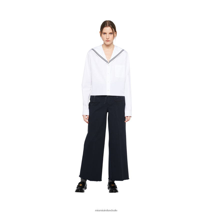 IE Miu MiuReady To Wear Sailor Poplin Shirt White XJN62J607
