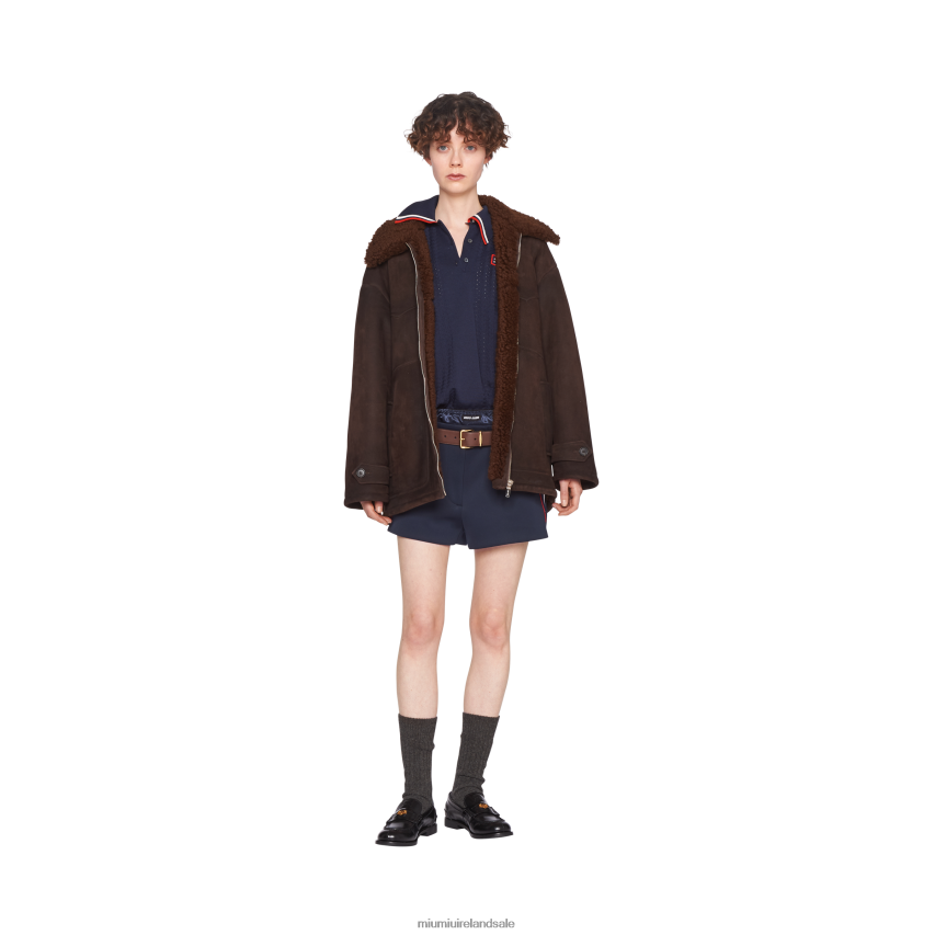 IE Miu MiuReady To Wear Silk And Cotton Polo Shirt Navy XJN62J797