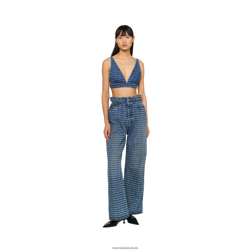 IE Miu MiuReady To Wear Single-breasted Tweed Top Navy XJN62J594