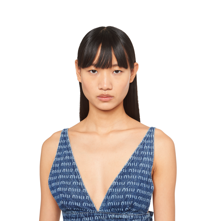IE Miu MiuReady To Wear Single-breasted Tweed Top Navy XJN62J594
