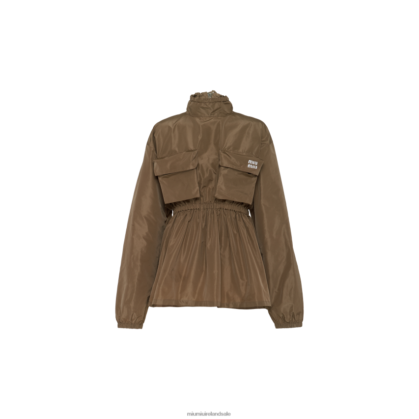 IE Miu MiuReady To Wear Technical Fabric Top Clay Grey XJN62J588