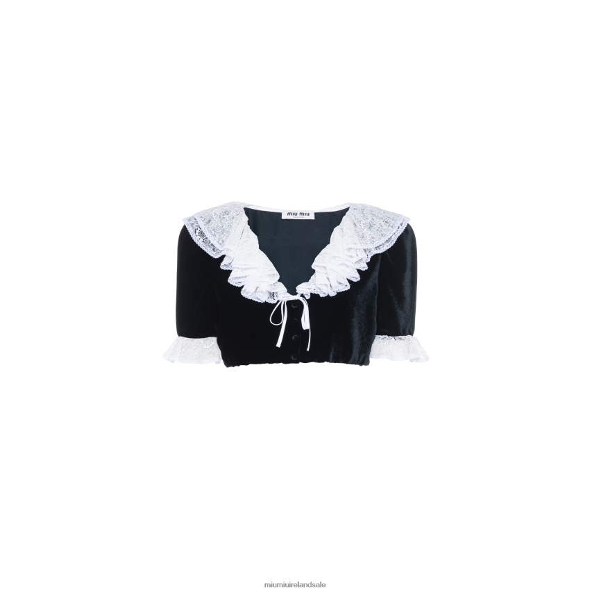 IE Miu MiuReady To Wear Velvet Top Black XJN62J649