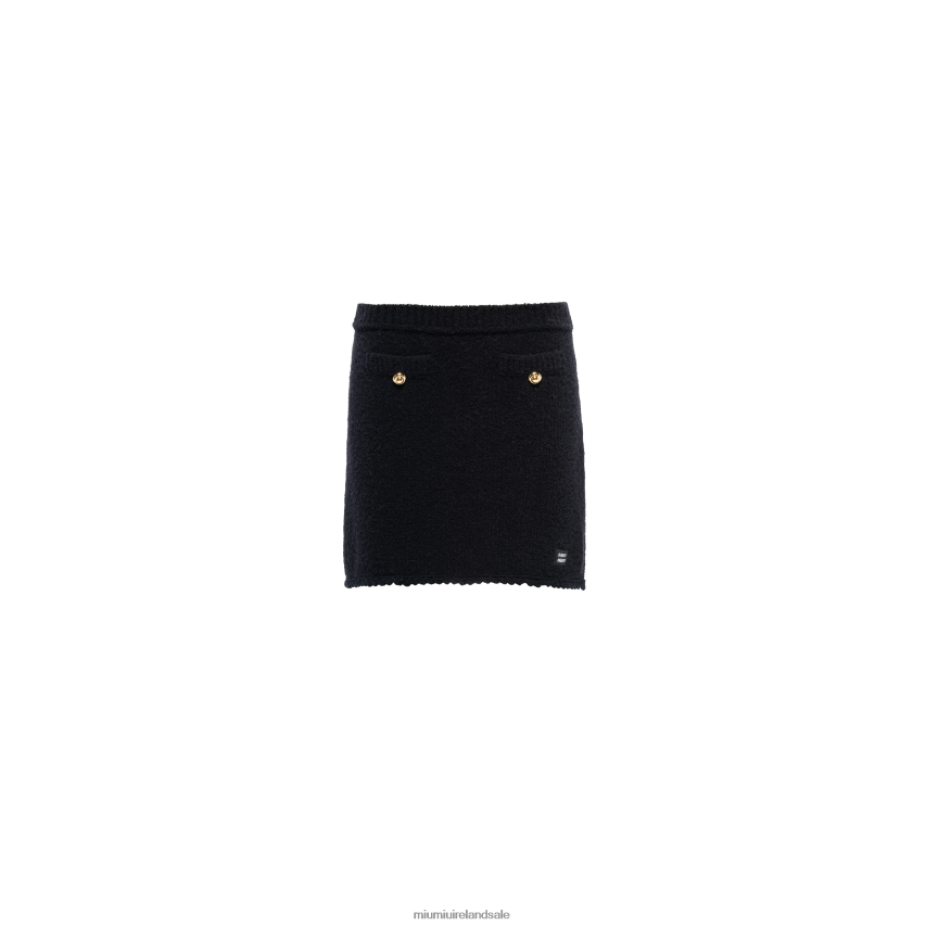 IE Miu MiuReady To Wear Boucle Miniskirt Black XJN62J804