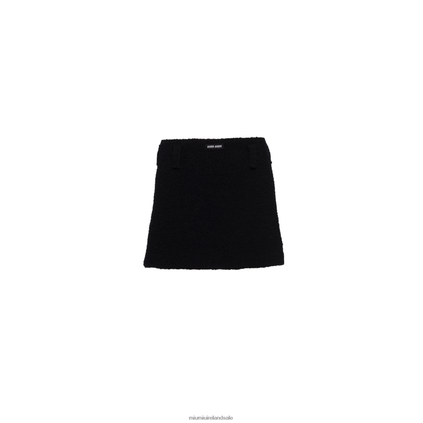 IE Miu MiuReady To Wear Boucle Miniskirt Black XJN62J864