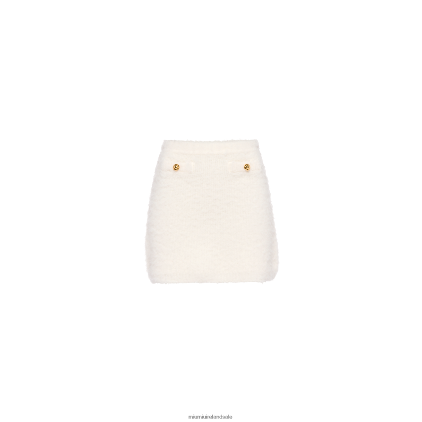 IE Miu MiuReady To Wear Boucle Miniskirt White XJN62J783