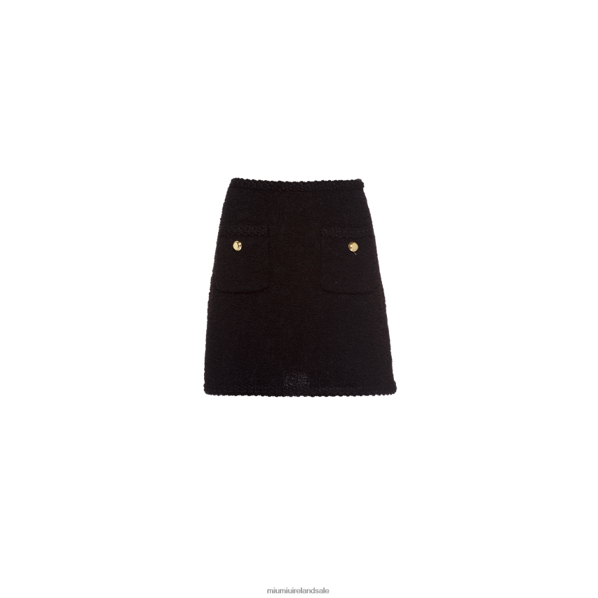 IE Miu MiuReady To Wear Boucle Skirt Black XJN62J911