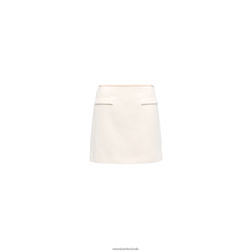 IE Miu MiuReady To Wear Boucle Tweed Miniskirt Ivory XJN62J926