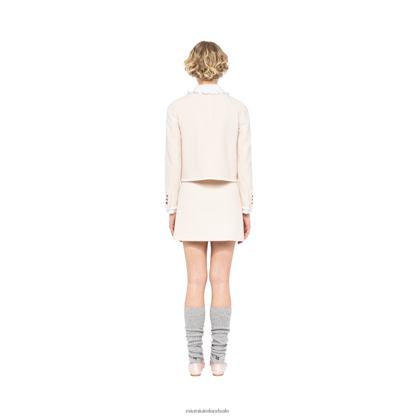 IE Miu MiuReady To Wear Boucle Tweed Miniskirt Ivory XJN62J926