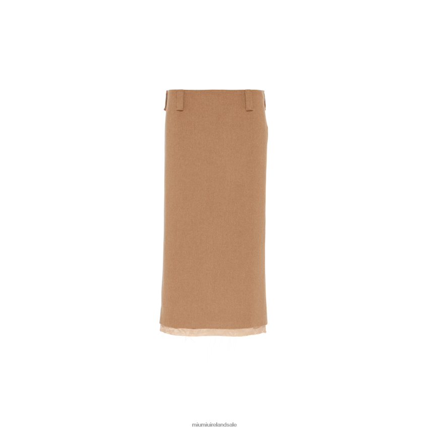 IE Miu MiuReady To Wear Camel-hair Pencil Skirt Camel Brown XJN62J929