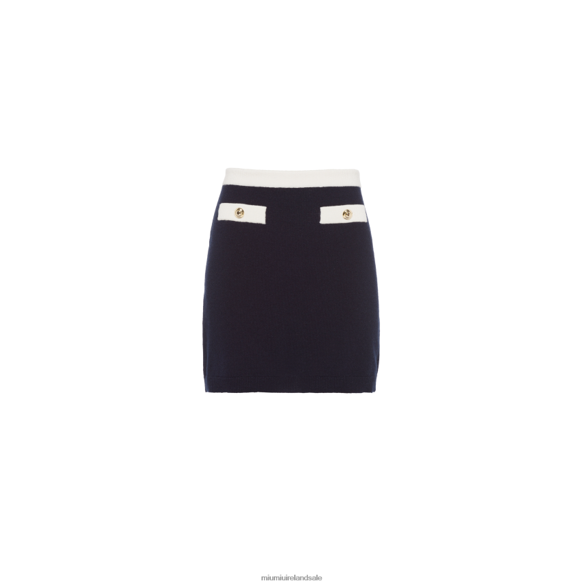 IE Miu MiuReady To Wear Cashmere Miniskirt Navy XJN62J785