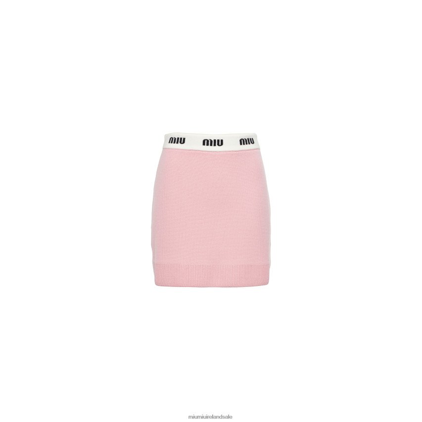 IE Miu MiuReady To Wear Cashmere Skirt White/Alabaster Pink XJN62J749