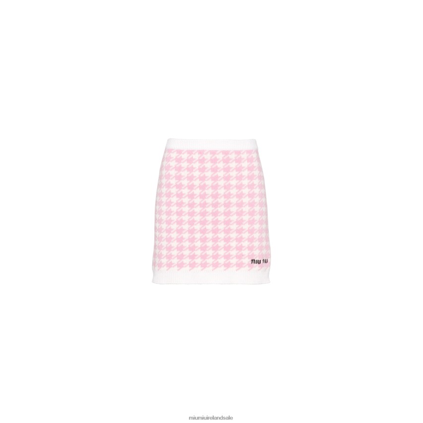 IE Miu MiuReady To Wear Cashmere Skirt White/Pink XJN62J820