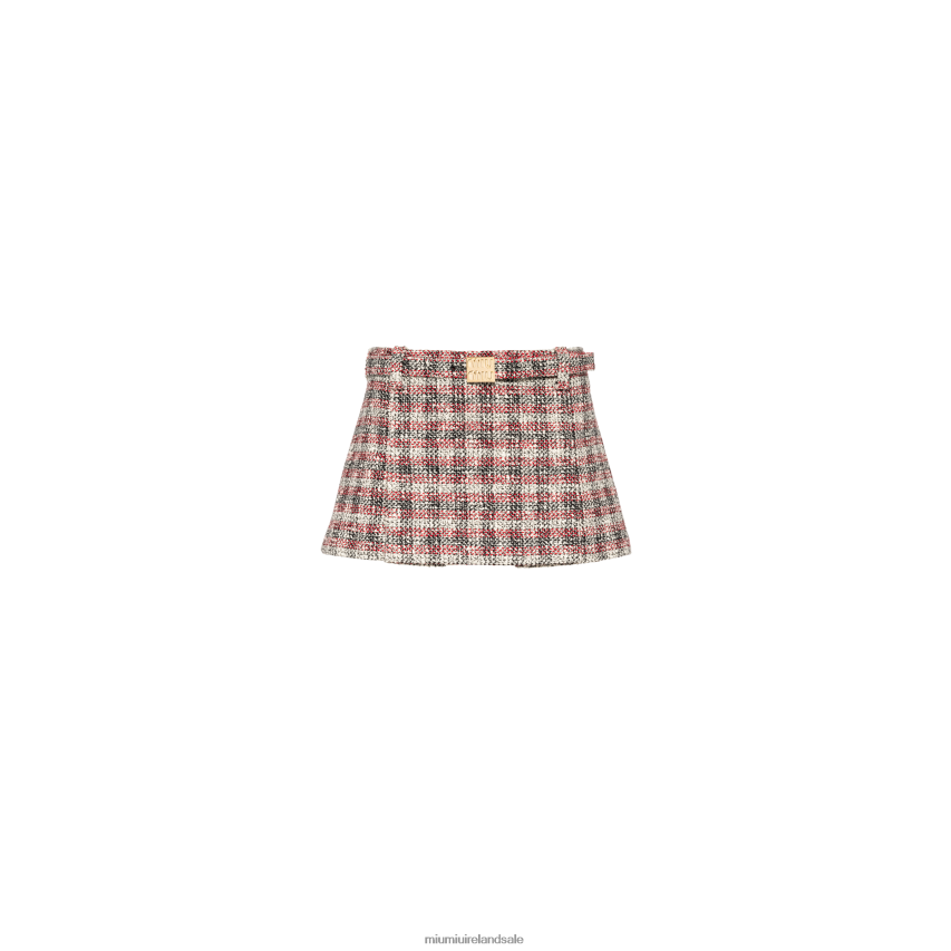 IE Miu MiuReady To Wear Check Miniskirt Pomegranate Yellow/Red XJN62J841