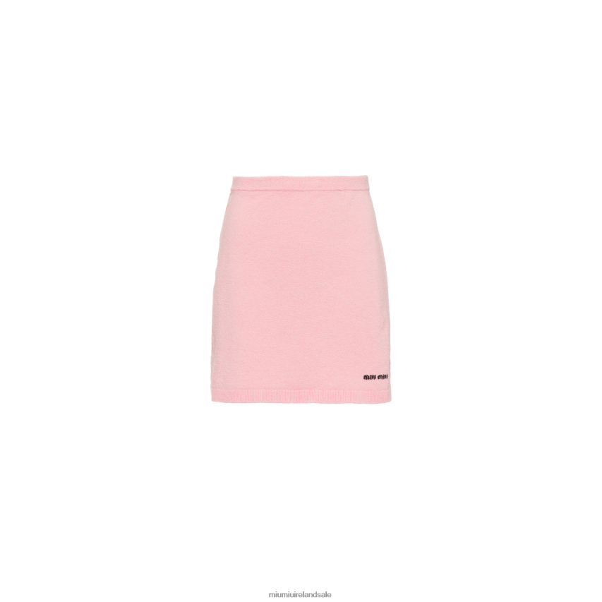 IE Miu MiuReady To Wear Cotton Boucle Miniskirt Petal Pink XJN62J829