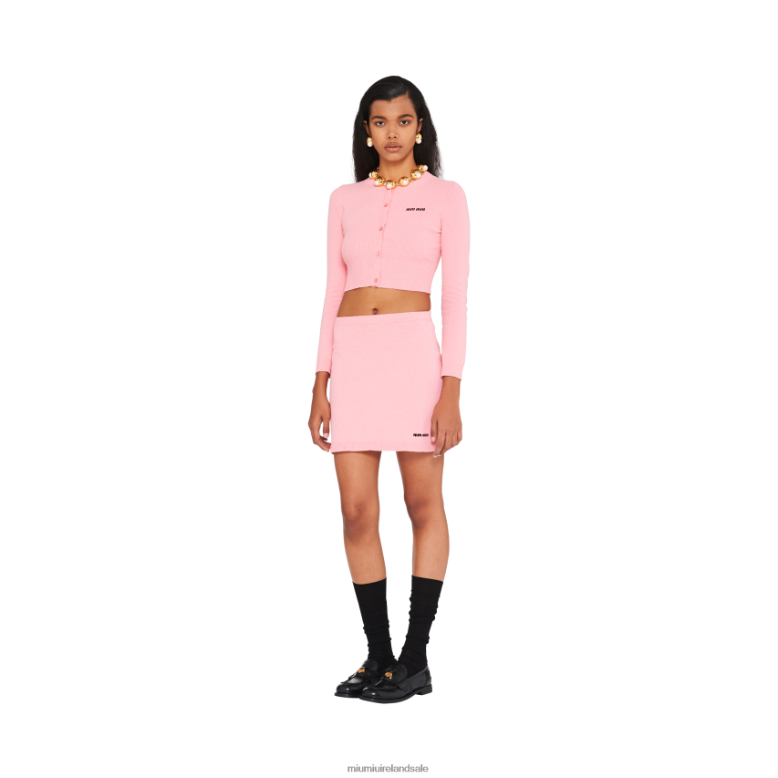 IE Miu MiuReady To Wear Cotton Boucle Miniskirt Petal Pink XJN62J829