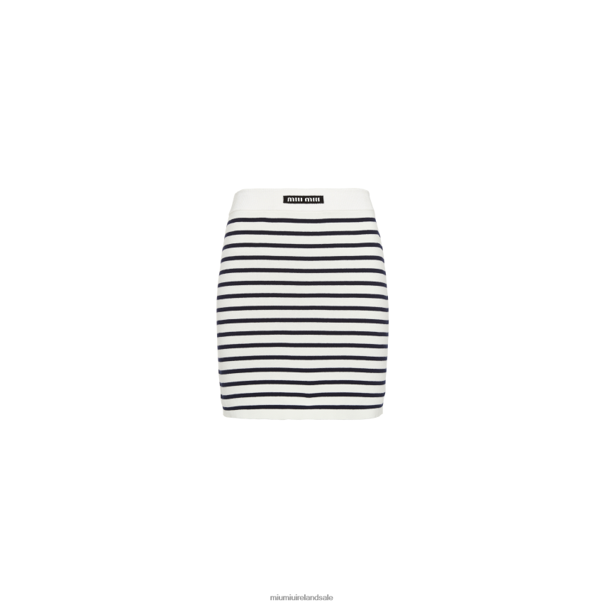 IE Miu MiuReady To Wear Cotton Miniskirt White/Blue XJN62J757