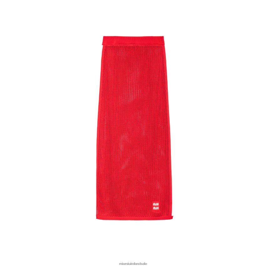 IE Miu MiuReady To Wear Cotton Skirt Red/White XJN62J734