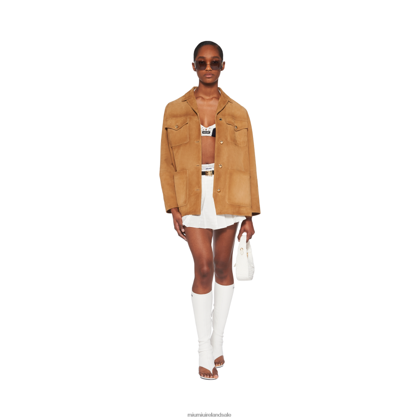 IE Miu MiuReady To Wear Crepe Di Chine Miniskirt With Logo White XJN62J838