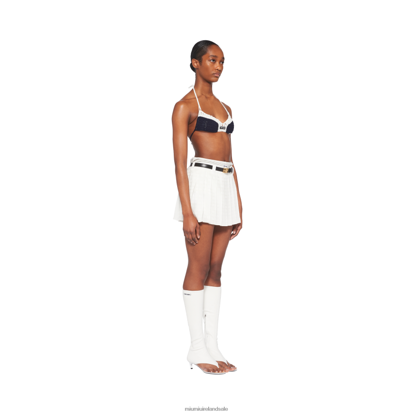 IE Miu MiuReady To Wear Crepe Di Chine Miniskirt With Logo White XJN62J838