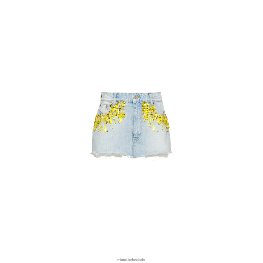 IE Miu MiuReady To Wear Denim Miniskirt Light Blue/Yellow XJN62J907