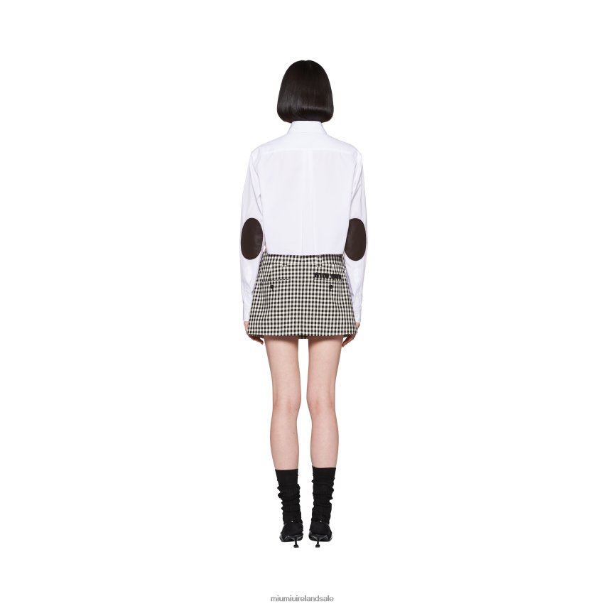 IE Miu MiuReady To Wear Gingham Check Skirt White/Black XJN62J855