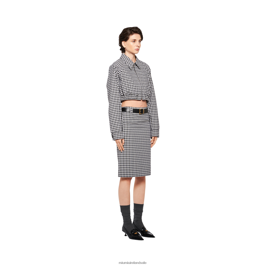 IE Miu MiuReady To Wear Gingham Check Skirt White/Black XJN62J863