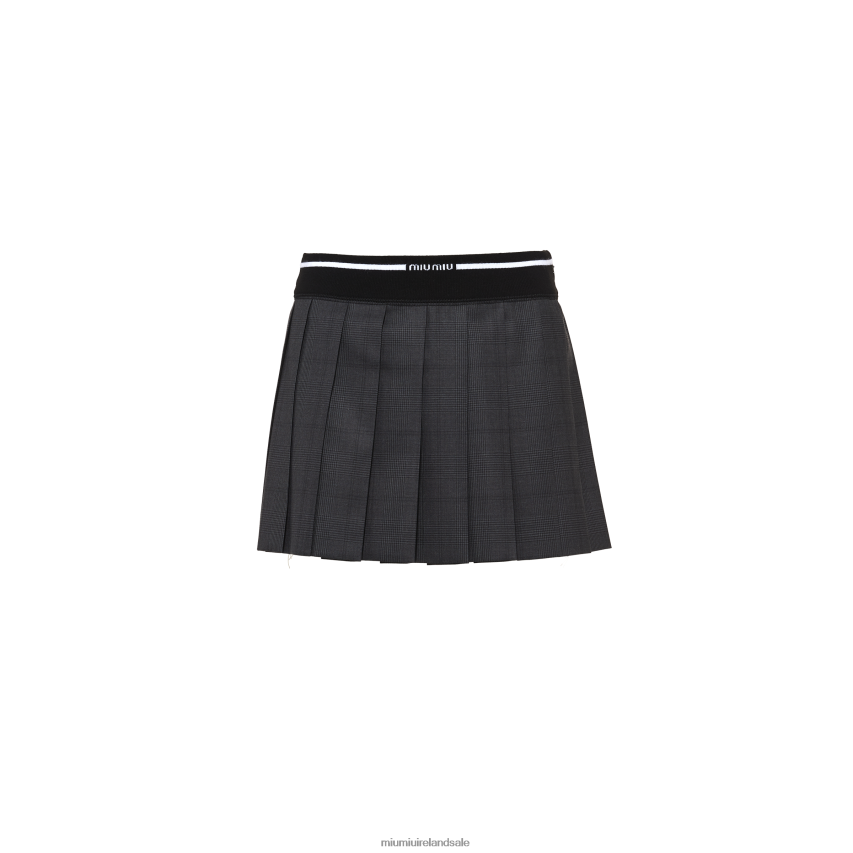 IE Miu MiuReady To Wear Glen Plaid Mini Skirt Slate Gray XJN62J887