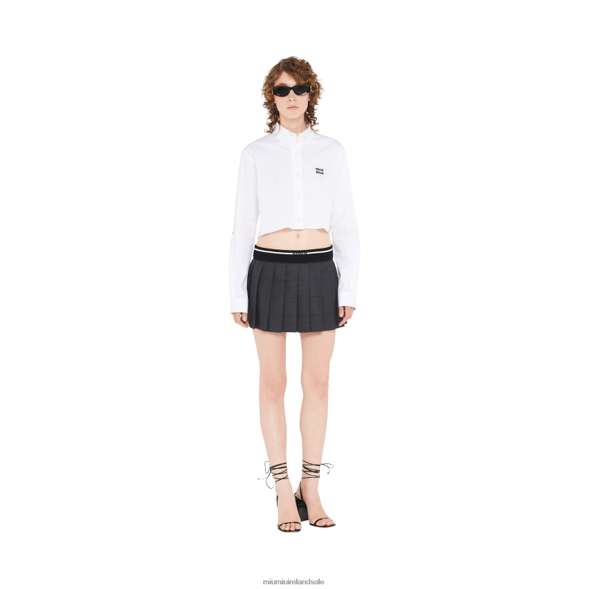 IE Miu MiuReady To Wear Glen Plaid Mini Skirt Slate Gray XJN62J887