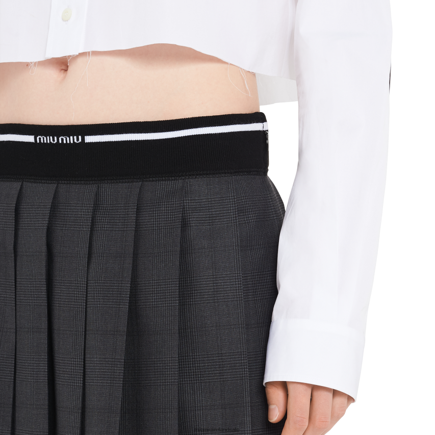 IE Miu MiuReady To Wear Glen Plaid Mini Skirt Slate Gray XJN62J887