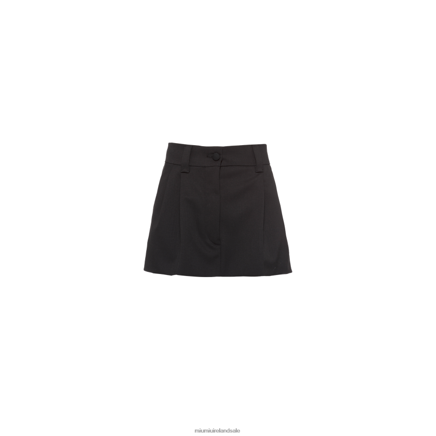 IE Miu MiuReady To Wear Grain De Poudre Miniskirt Black XJN62J918