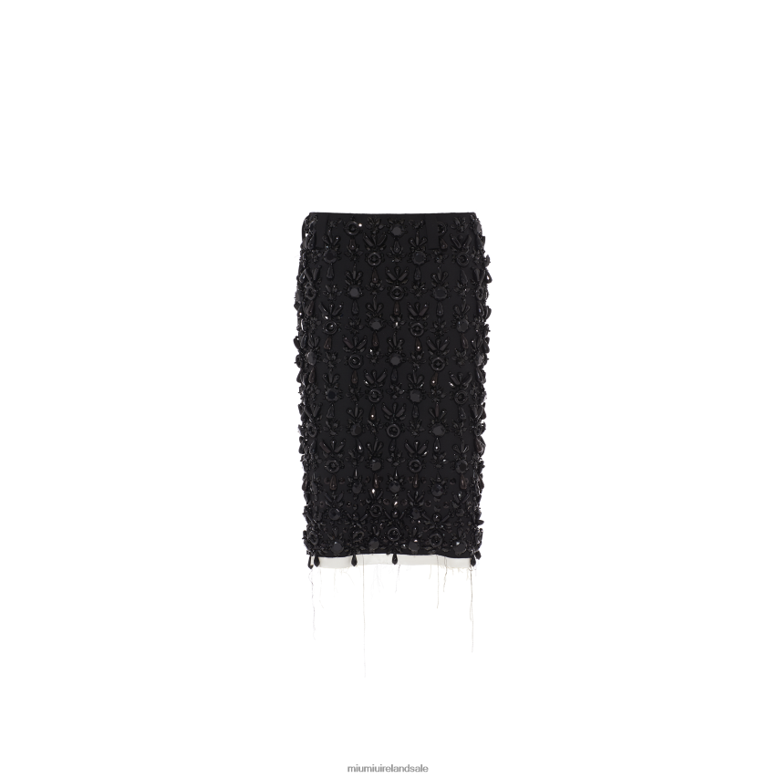 IE Miu MiuReady To Wear Grain De Poudre Skirt Black XJN62J932