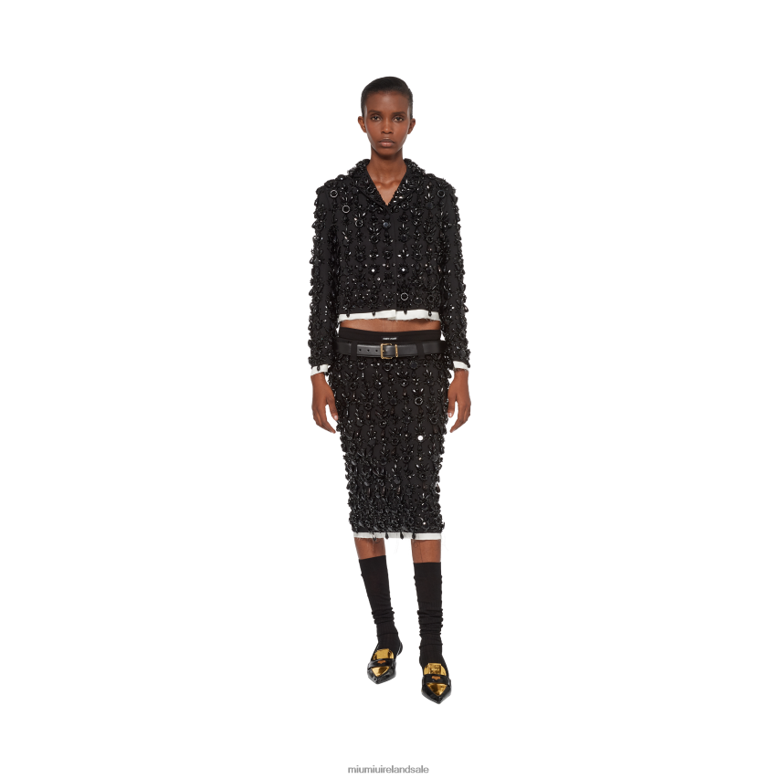 IE Miu MiuReady To Wear Grain De Poudre Skirt Black XJN62J932